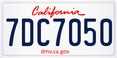 CA license plate 7DC7050