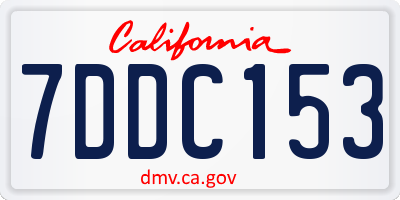 CA license plate 7DDC153