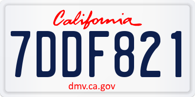 CA license plate 7DDF821