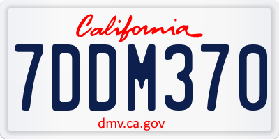 CA license plate 7DDM370