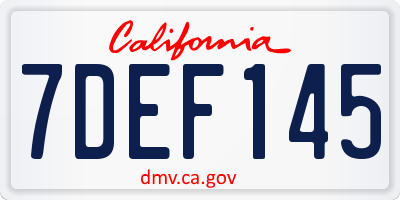 CA license plate 7DEF145