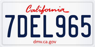 CA license plate 7DEL965