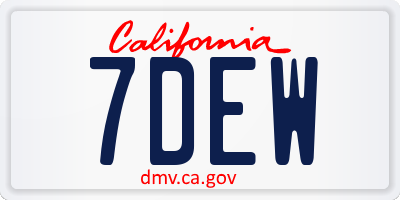 CA license plate 7DEW