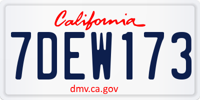 CA license plate 7DEW173