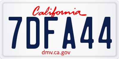 CA license plate 7DFA44