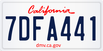 CA license plate 7DFA441