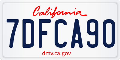 CA license plate 7DFCA90