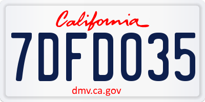 CA license plate 7DFD035