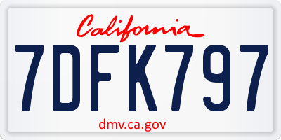 CA license plate 7DFK797