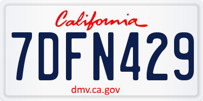 CA license plate 7DFN429