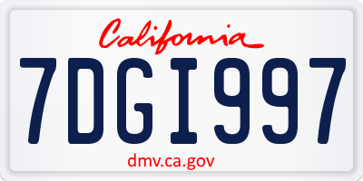 CA license plate 7DGI997