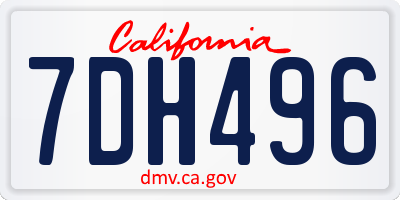 CA license plate 7DH496