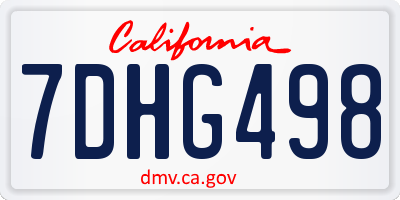 CA license plate 7DHG498