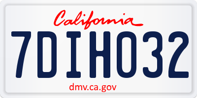 CA license plate 7DIH032