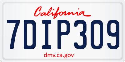 CA license plate 7DIP309