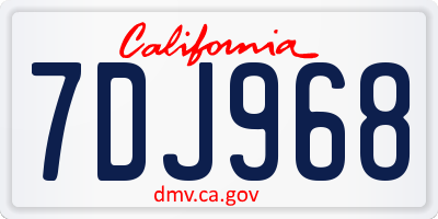 CA license plate 7DJ968