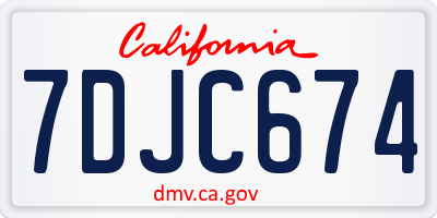 CA license plate 7DJC674
