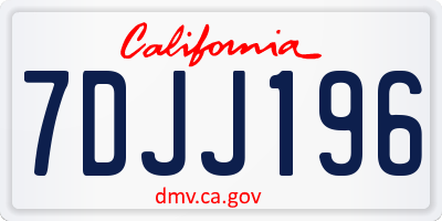 CA license plate 7DJJ196