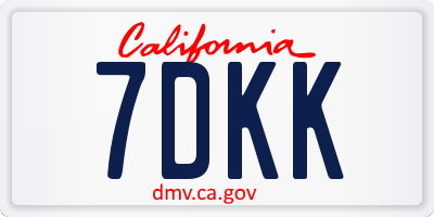 CA license plate 7DKK