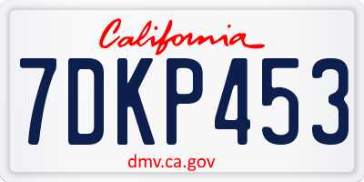 CA license plate 7DKP453