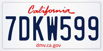 CA license plate 7DKW599