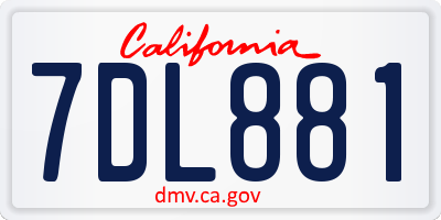 CA license plate 7DL881