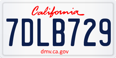 CA license plate 7DLB729