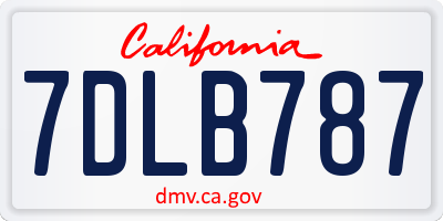 CA license plate 7DLB787