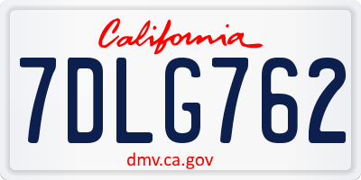 CA license plate 7DLG762