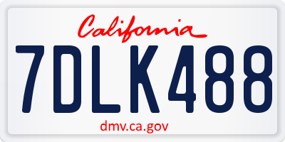 CA license plate 7DLK488