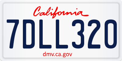 CA license plate 7DLL320