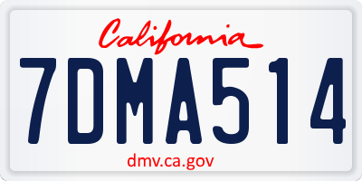CA license plate 7DMA514