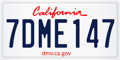 CA license plate 7DME147