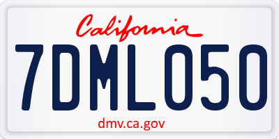 CA license plate 7DML050