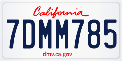 CA license plate 7DMM785