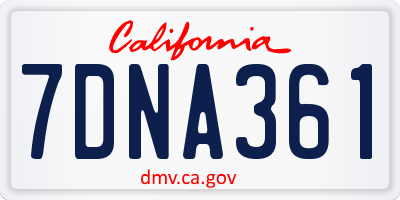 CA license plate 7DNA361