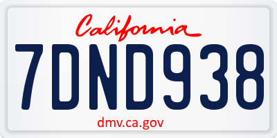 CA license plate 7DND938