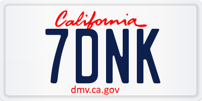 CA license plate 7DNK