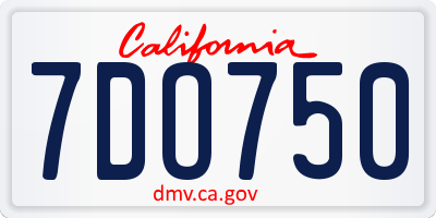 CA license plate 7DO750