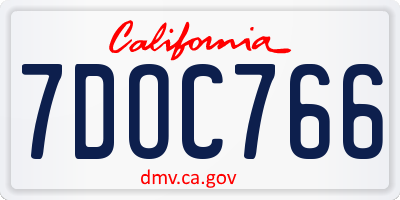 CA license plate 7DOC766
