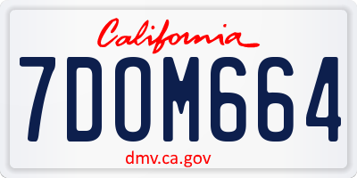 CA license plate 7DOM664