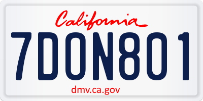 CA license plate 7DON801