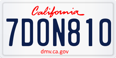 CA license plate 7DON810