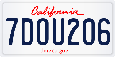CA license plate 7DOU206