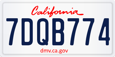 CA license plate 7DQB774