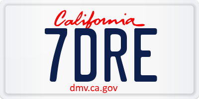 CA license plate 7DRE