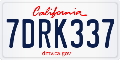 CA license plate 7DRK337
