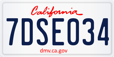 CA license plate 7DSE034