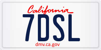 CA license plate 7DSL