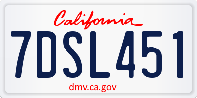 CA license plate 7DSL451